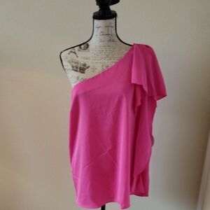 Milk & Honey Chic One-Shoulder Pink Top 2X
